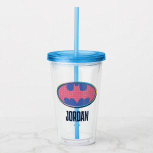 Batman   Pink Polka Dot Logo Acrylic Tumbler