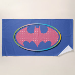 Batman   Pink Polka Dot Logo Beach Towel