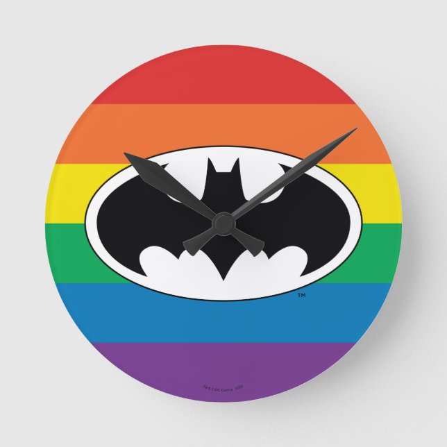 Batman Rainbow Logo Round Clock (Front)