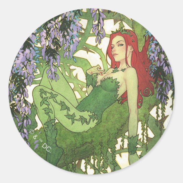 Batman Rebirth Poison Ivy Cover Illustration Classic Round Sticker (Front)