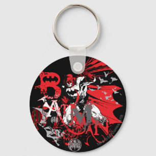 Batman Red and Black Collage Key Ring