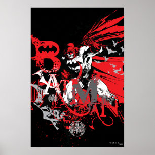 Batman Red and Black Collage Poster