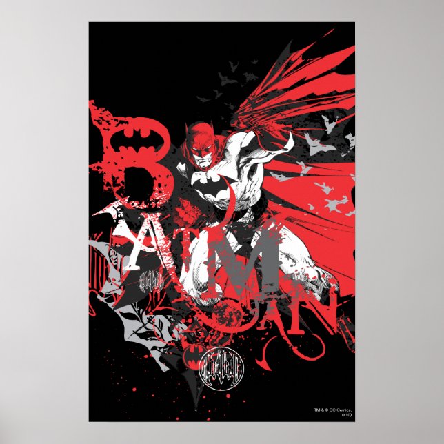Batman Red and Black Collage Poster (Front)