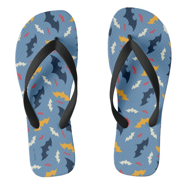 Batman | Red, Blue, and Yellow Bat Logo Pattern Thongs (Footbed)
