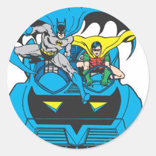 Batman & Robin Ride Batmobile Classic Round Sticker