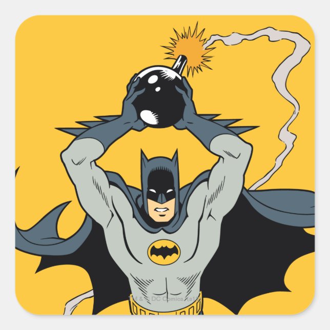 Batman Running With Bomb Square Sticker (Front)
