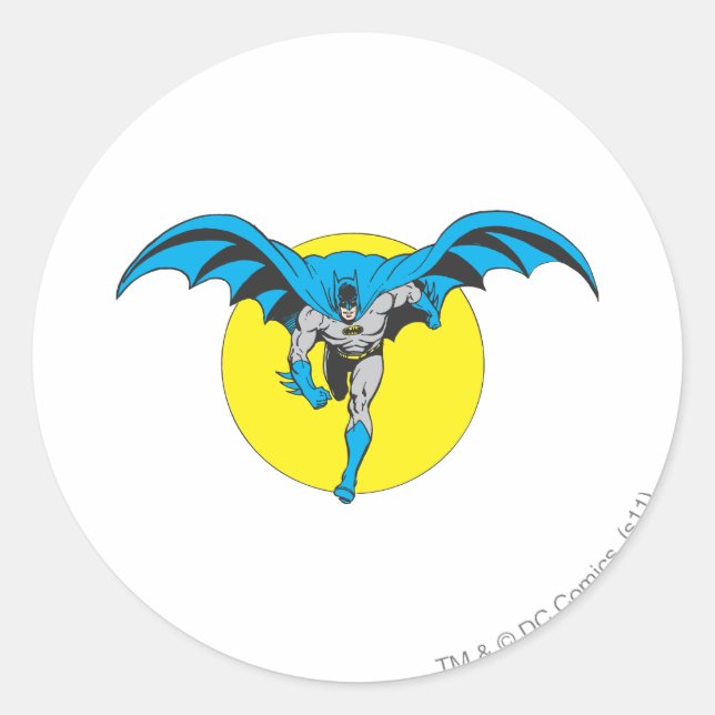 Batman Runs Forward Classic Round Sticker (Front)