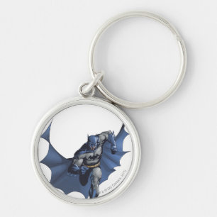 Batman runs with flying cape key ring