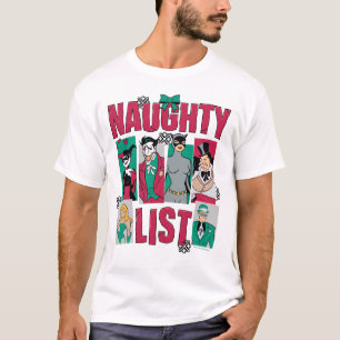 Batman Santa Naughty List of Villains T-Shirt
