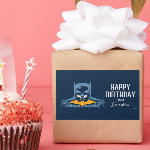 Batman Shattered Bust With Gold   Happy Holidays Rectangular Sticker