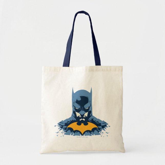 Batman Shattered Bust With Gold Logo Tote Bag (Front)