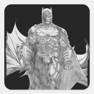 Batman Standing Drawing Square Sticker