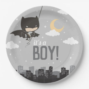Batman Super Hero Baby Shower Paper Plate