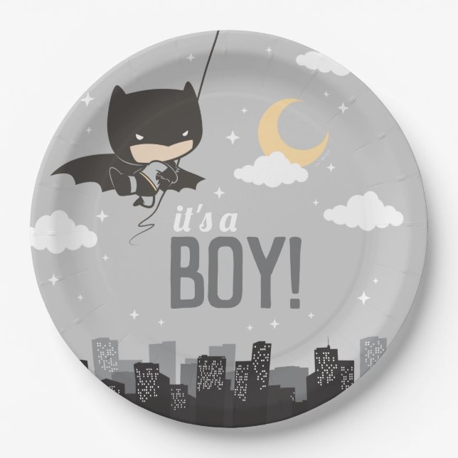 Batman Super Hero Baby Shower Paper Plate (Front)