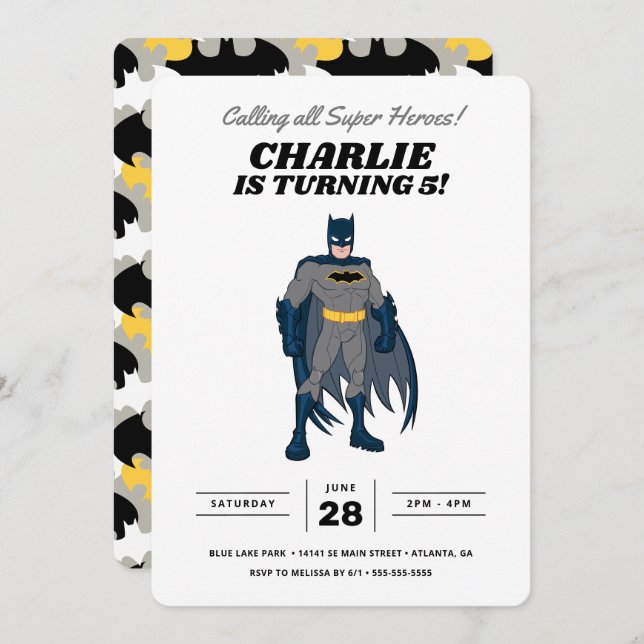 Batman Super Hero Birthday Invitation (Front/Back)