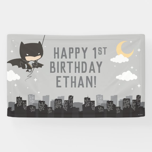 Batman Super Hero First Birthday Banner (Horizontal)