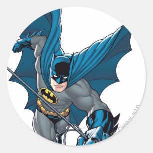 Batman swings from rope classic round sticker