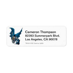 Batman swings from rope return address label