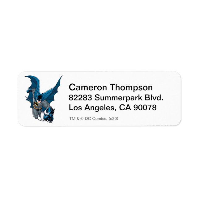 Batman swings from rope return address label (Front)