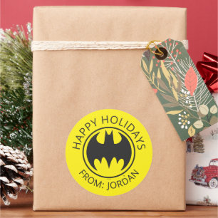 Batman Symbol   Bat Circle Logo   Happy Holidays Classic Round Sticker