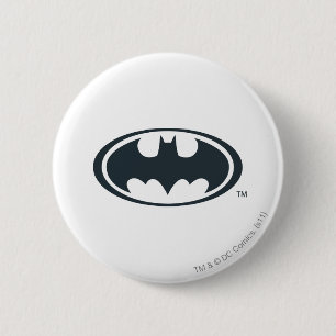 Batman Symbol Black and White Logo 6 Cm Round Badge