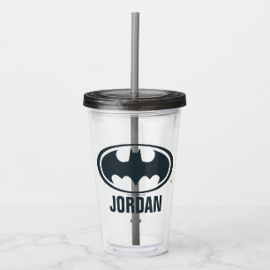 Batman Symbol   Black and White Logo Acrylic Tumbler