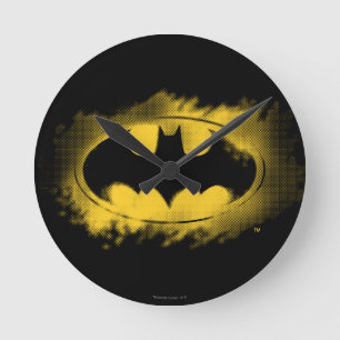 Batman Symbol   Black and Yellow Logo Round Clock