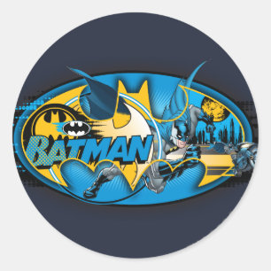 Batman Symbol   Classic Collage Logo Round Sticker