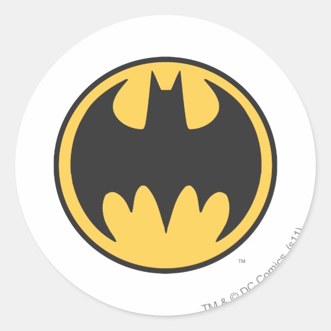 Batman Symbol | Dark Yellow Circle Logo Classic Round Sticker (Front)