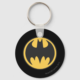 Batman Symbol   Dark Yellow Circle Logo Key Ring