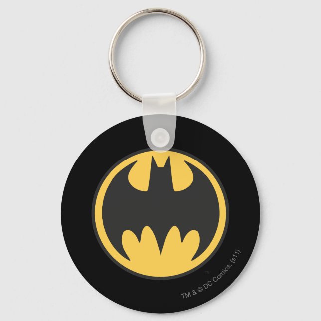 Batman Symbol | Dark Yellow Circle Logo Key Ring (Front)