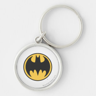 Batman Symbol   Dark Yellow Circle Logo Key Ring