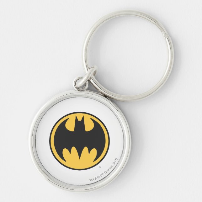 Batman Symbol | Dark Yellow Circle Logo Key Ring (Front)