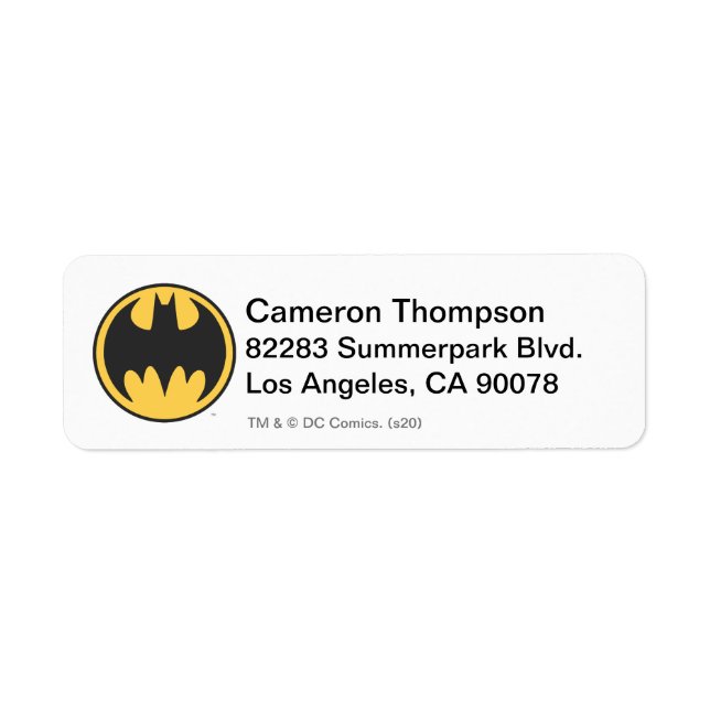 Batman Symbol | Dark Yellow Circle Logo Return Address Label (Front)