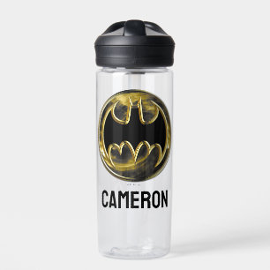 Batman Symbol   Gold Logo   Add Your Name Water Bottle