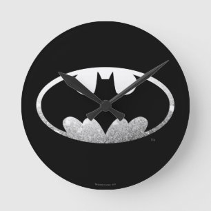 Batman Symbol   Grainy Logo Round Clock
