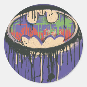 Batman Symbol   Green Purple Red Logo Classic Round Sticker