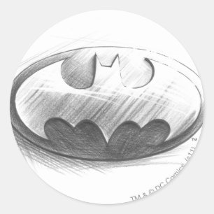 Batman Symbol   Insignia Drawing Logo Classic Round Sticker