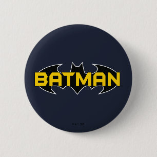 Batman Symbol Name Yellow & Black Logo 6 Cm Round Badge
