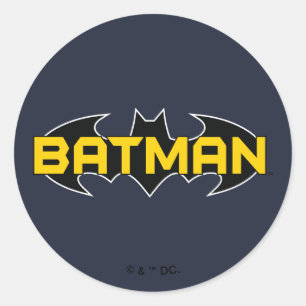 Batman Symbol   Name Yellow & Black Logo Classic Round Sticker