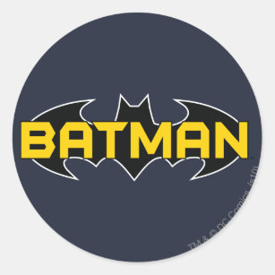 Batman Symbol   Name Yellow & Black Logo Classic Round Sticker