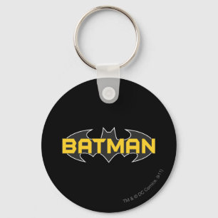 Batman Symbol   Name Yellow & Black Logo Key Ring
