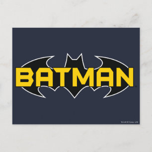 Batman Symbol   Name Yellow & Black Logo Postcard