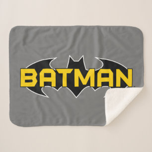 Batman Symbol   Name Yellow & Black Logo Sherpa Blanket