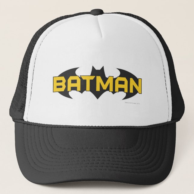 Batman Symbol | Name Yellow & Black Logo Trucker Hat (Front)