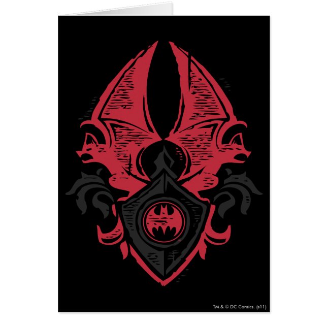 Batman Symbol | Red Black Bat Stamp Crest Logo (Front)
