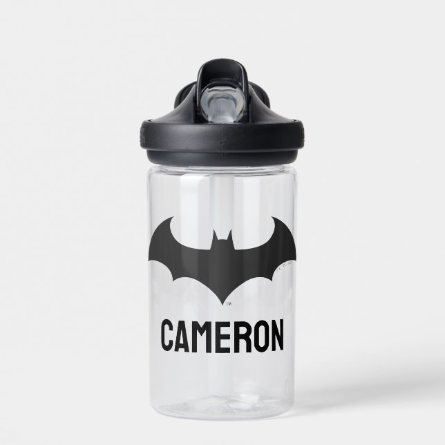 Batman Symbol | Simple Bat | Add Your Name Water Bottle (Front)
