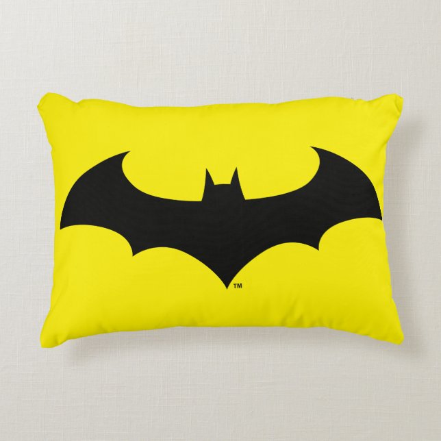 Batman Symbol | Simple Bat Silhouette Logo Decorative Cushion (Front)