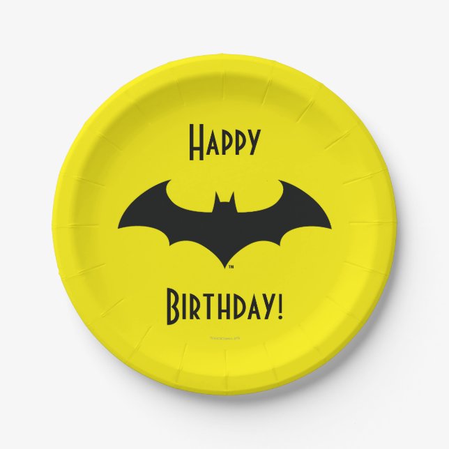 Batman Symbol | Simple Bat Silhouette Logo Paper Plate (Front)