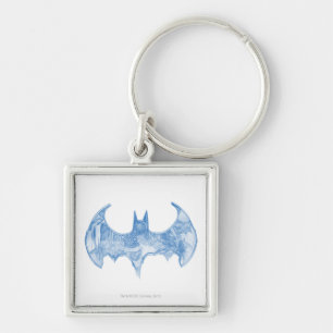 Batman Symbol   Sketchbook Light Blue Logo Key Ring